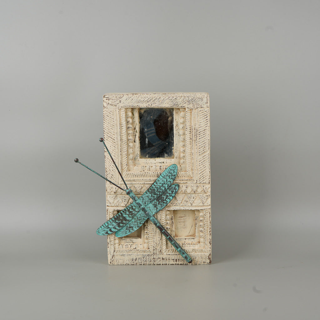 The Dragonfly Accent Mirror (Rustic Wood)