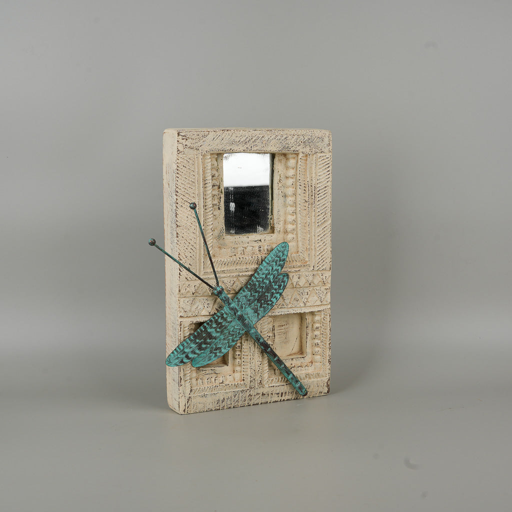 The Dragonfly Accent Mirror (Rustic Wood)